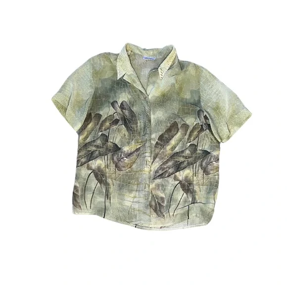 Vintage Sheer Green Button Down Shirt - Picture 1 of 2